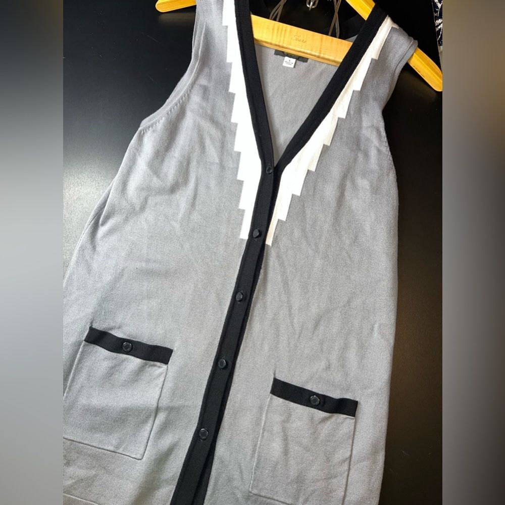 Bob Mackie Wearable Art Tunic Vest In Gray Size Small Artsy Lightweight EUC